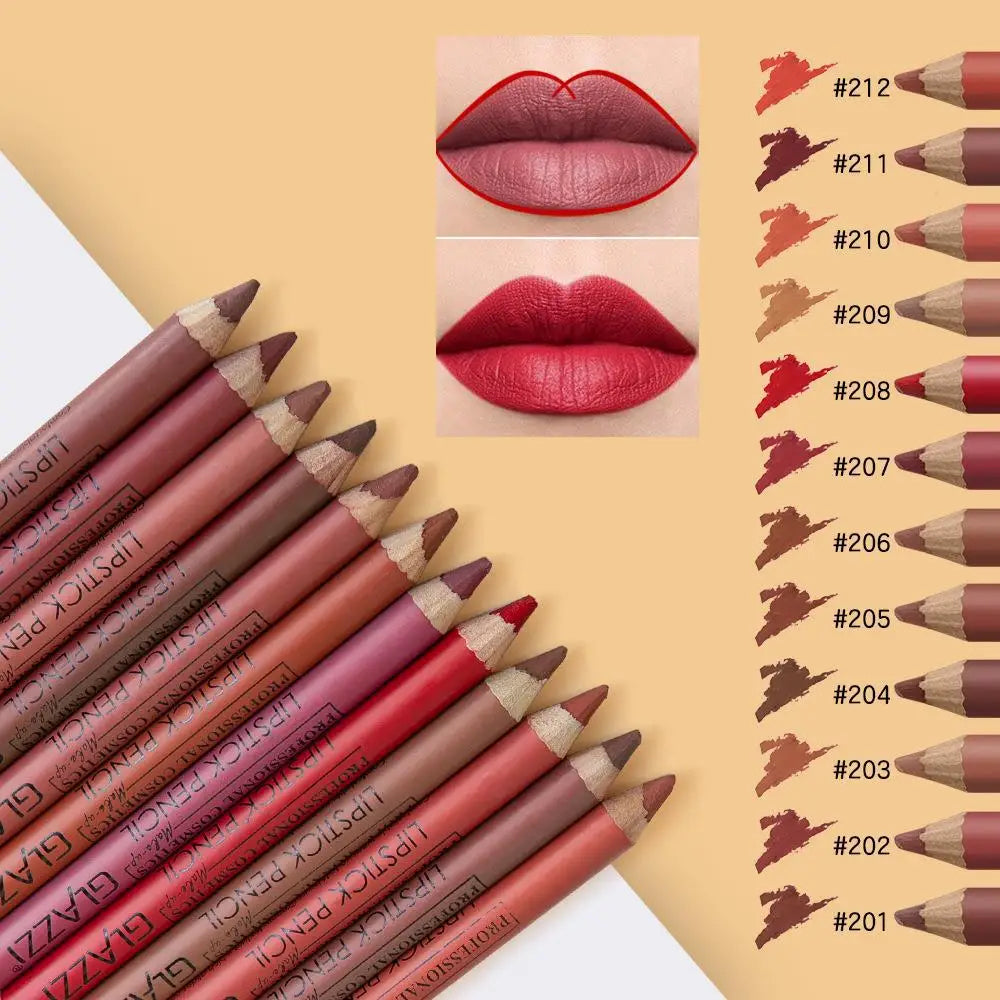 Lip Pencil Set Professional Makeup Full Brown Matte Long Lasting Permanent Lipstick Beauty Woman Makeup Products 2024 New Brand