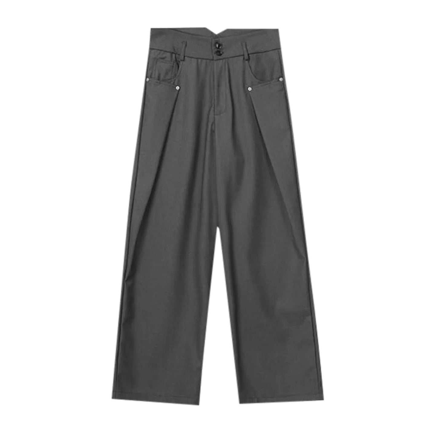 Casual Wide Leg Pants Women High Waist Street Basic Slacks Loose Sweat Trousers Korean Retro Gray Office Lady Pants Streetwear