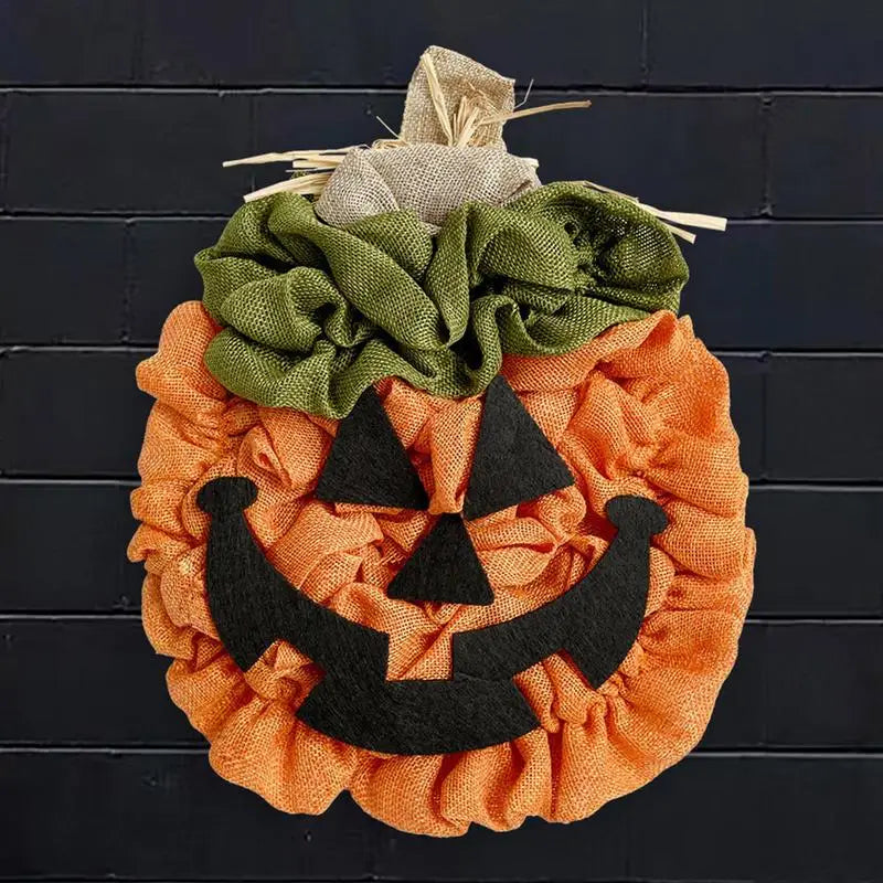 Pumpkin Halloween Front Door Wreath Fall Pumpkins Farmhouse Home Wall Window Festival Decor Handmade Halloween Round Wreaths