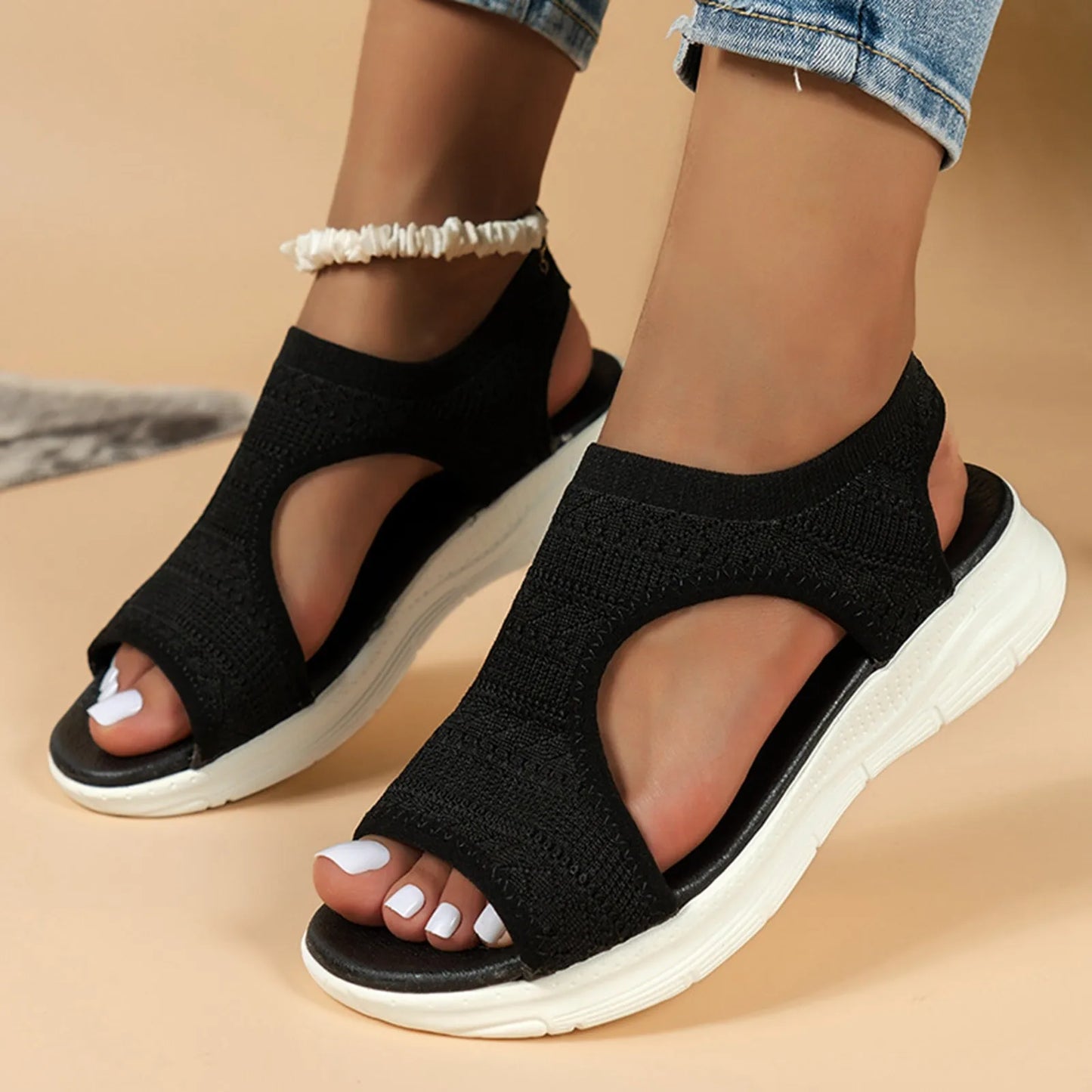 Women Summer Shoes 2024 Mesh Fish Platform Sandals Women's Open Toe Wedge Sandals Ladies Light Casual Shoes