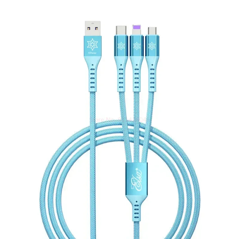 Disney 3 In 1 Charging Cable Data Fast Charging Cable Strawberry Winnie The Pooh Frozen For Micro Type-c Usb Lightning Charger