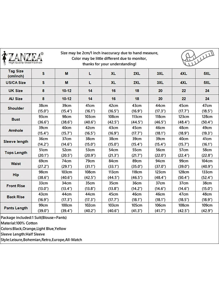 ZANZEA 2024 Summer Matching Sets Women  Pant Sets Fashion Puff Sleev Blouse Trousers Suits 2PCS Solid OL Work Outfits Tracksuits