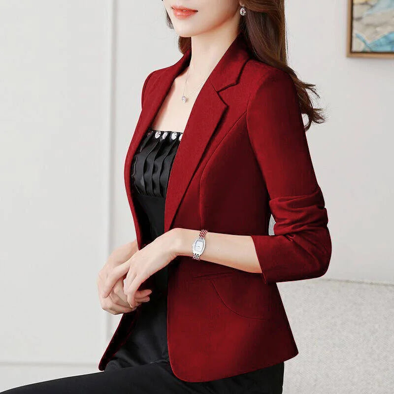 2023 Spring Autumn Women Suit Jacket New Korean Fashion Slim Short Casual Blazers Female Temperament Solid Color Suit Top