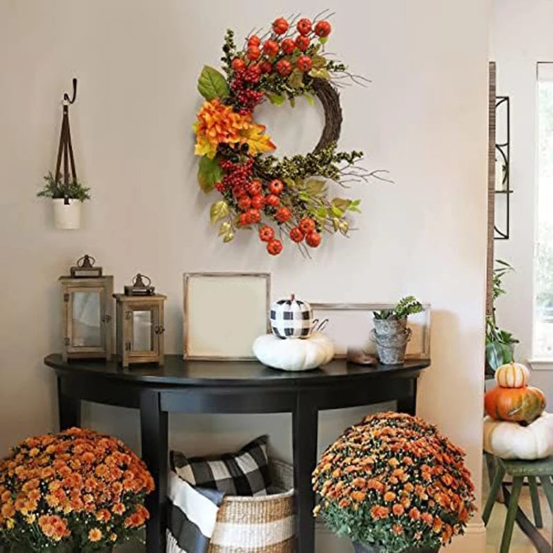 Fall Decor Fall Wreath For Front Door Pumpkins Berries Wreath Decorations For Autumn Thanksgiving Harvest Farmhouse Home Durable