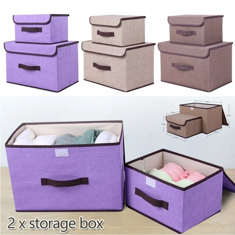 Houseware Box 2 Pieces/set of Linen Storage Boxes for Cosmetics, Stationery and Clothing