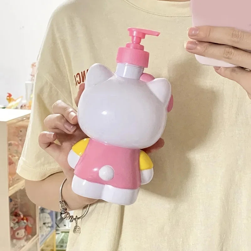 Sanrio Hello Kitty Soap Bottle Cartoon Kt Model Shower Gel Refill Press Bottle Cartoon Children's Hand Sanitizer Press Bottle