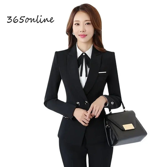 Business Suits Formal Women Office Professional Blazers Pantsuits Trousers Set Fashion Career Interview Work Wear Suits 5XL Size