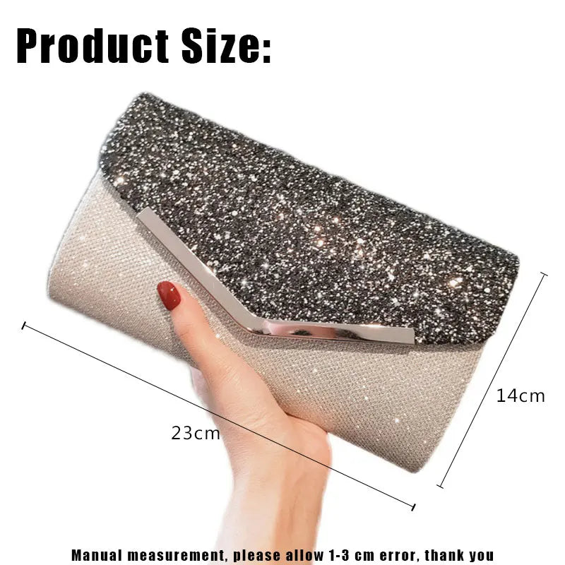 YoReAi PU Leather Luxury Women Evening Bags Sequins Clutch Party Dinner Bag Lady Dress Shoulder for Mobile Phone Purse Handbags