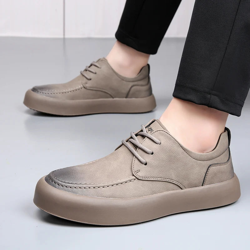 Spring/fall High quality casual shoes men's luxury board shoes leisure shoes brown lace-up sneakers men's driving shoes Moccasin