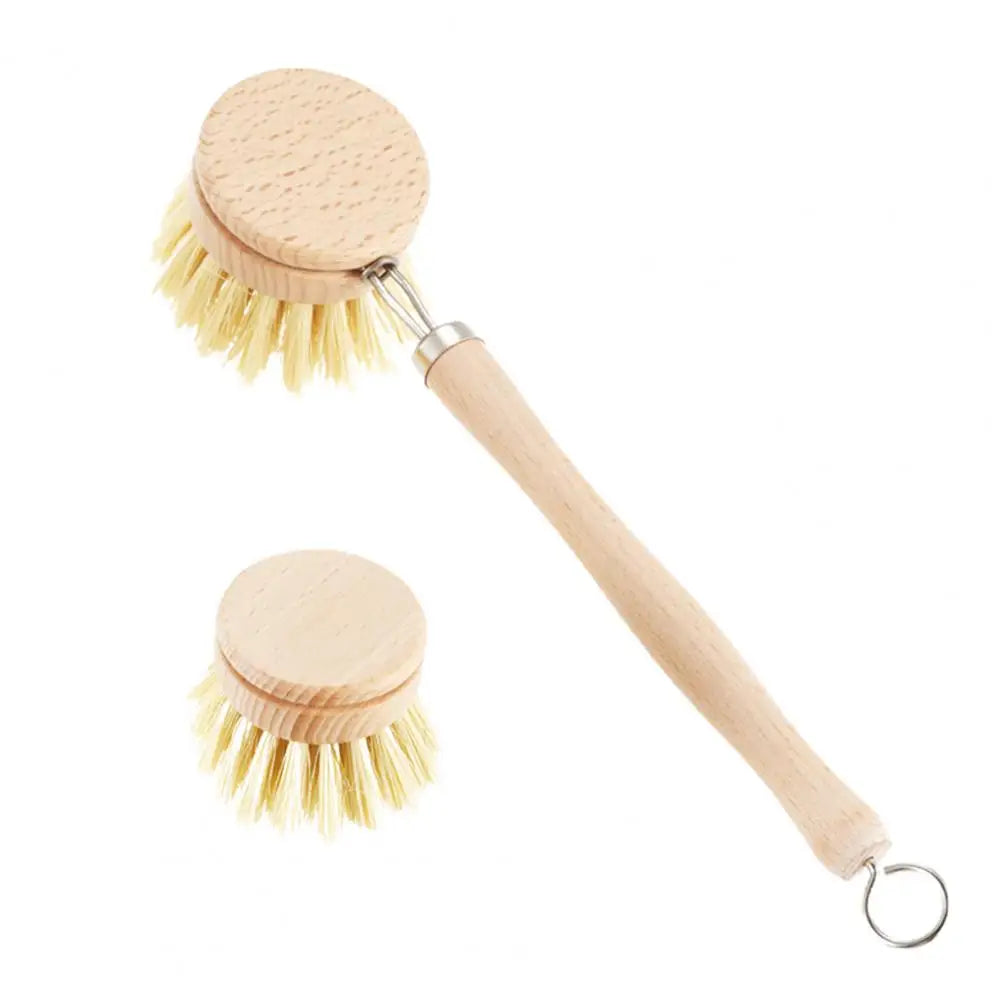 Dishwashing Brush Long Wooden Handle Beech Cleaning Brush Household Cleaning Brush Houseware For Dorm Kitchen Cleaning Tool