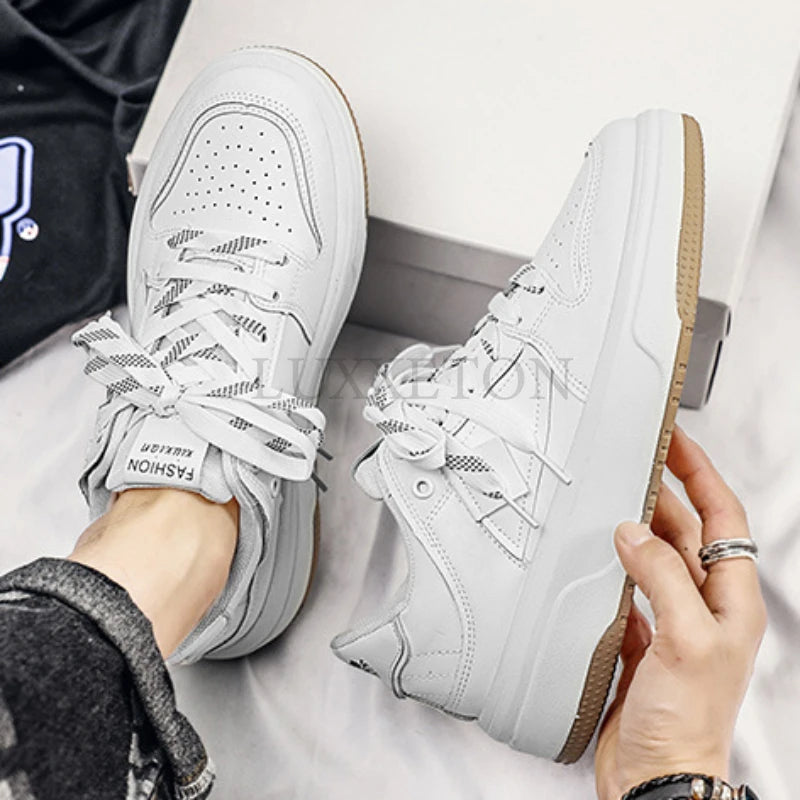 Men's  Sneakers  Fashion  Fall  New  Pattern Lace  Up  Platform  Vulcanized  Shoes  Brand  Design  Casual  Couples  Shoes