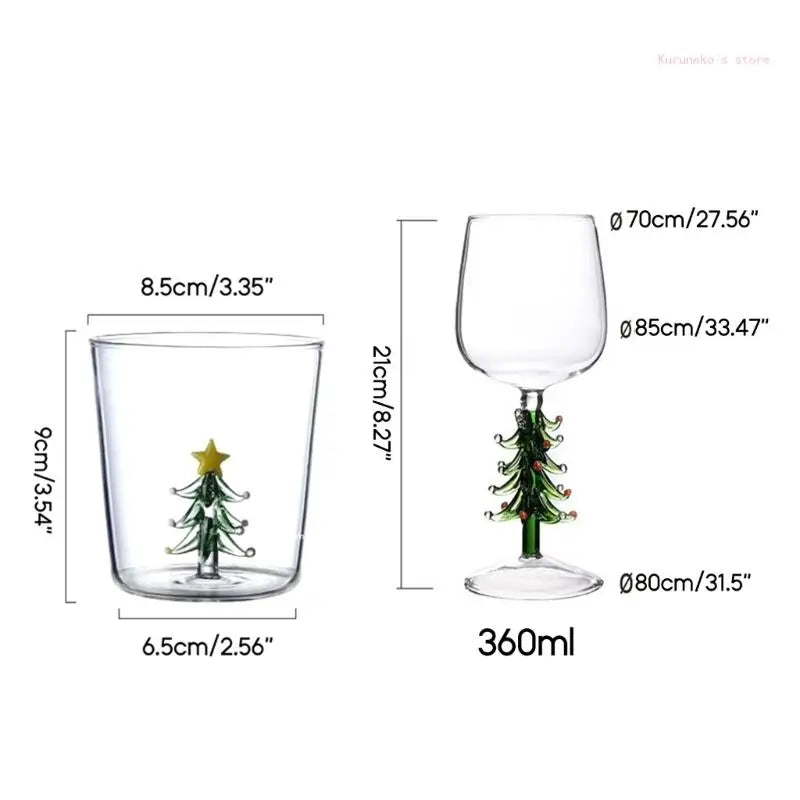 Christmas Tree Glass Cup Decorative Wine Glasses Holiday Gift Drinking Glass Cup