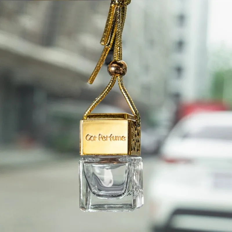 Glass Perfume Bottle Essential Oils Car-styling Decor Auto Ornament Air Freshener Mirror Pendant Hanging Parfüm Empty Bottle 1PC