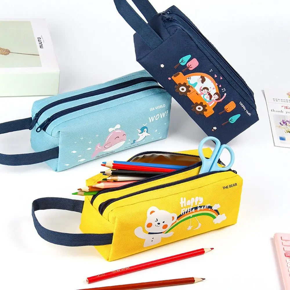 Accessories Large Capacity School Supplies Marble Pattern Writing Supplies Cartoon Pen Bag Zipper Pouch Pencil Case Pencil Bag