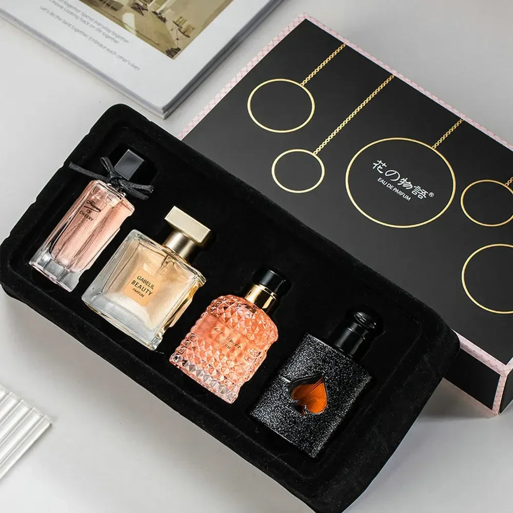 Women's Perfume Set of 4 Floral & Woody Fragrances Long-Lasting EDT Gift Set for Women 105g Total Elegant Scent Collection