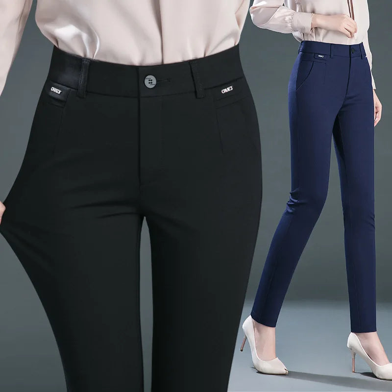 Multiple Pockets Y2k Clothes Straight Leg Pants Elegant Woman Dress Pants Women's Stretch Casual Trousers Clothing