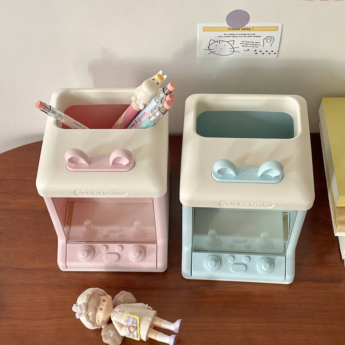 MINKYS Creative House Shape Doll Storage Box&Pen Holder Multifunctional Desktop Organizer School Office Stationery