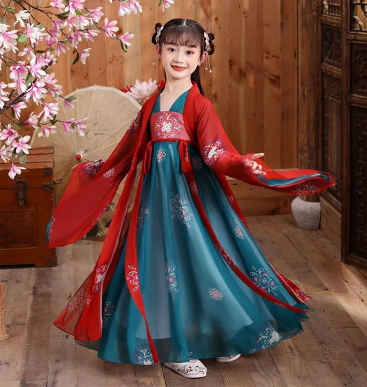 New Retro Chinese Hanfu Dress Imitation Chinese Tang Dynasty Girls Dress