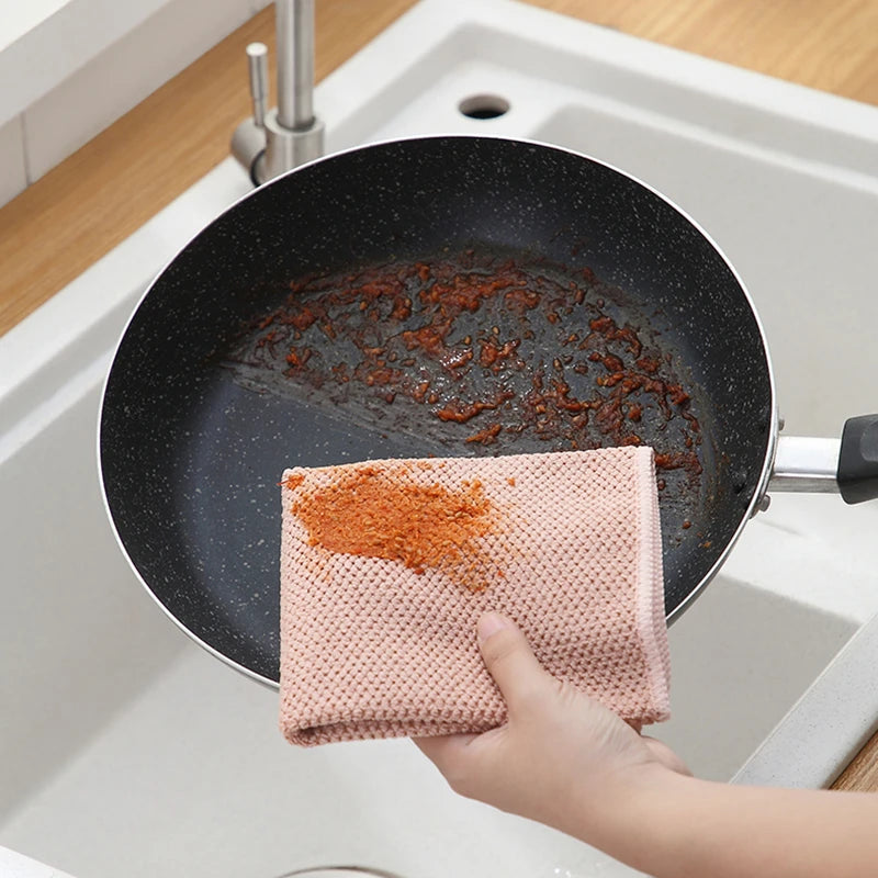 3PCS Kitchen Cleaning Towels Anti-grease Wiping Rags Efficient Absorbent Microfiber Cleaning Cloth Home Washing Dish 30*30CM