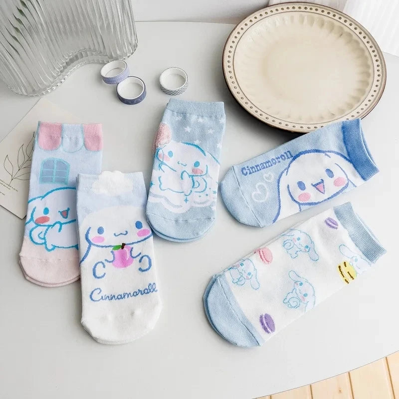 Kawaii Sanrio Socks Anime Hello Kitty Kuromi Spring Summer Sweet In The Tube Cartoon Socks Cute Girls Cotton Home Warm Sock