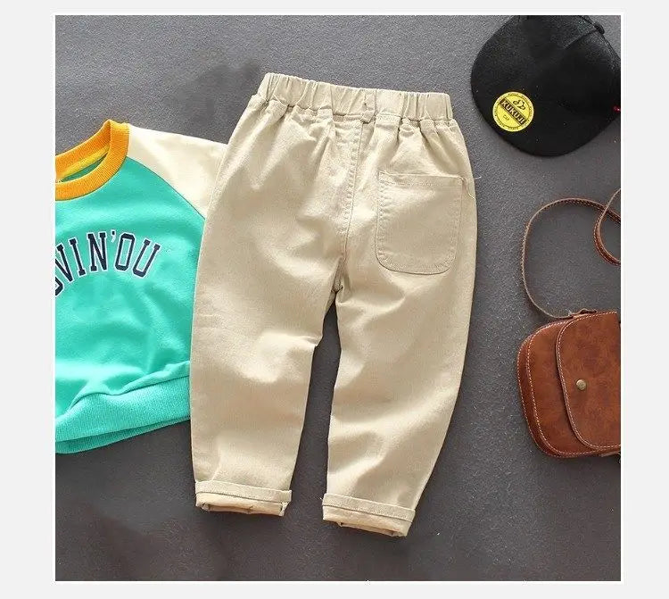 2-7 Y Toddler Children's Thin Khaki White Boys Casual Cotton Pants Girls Spring Summer Baby Kid Straight Leg Long Pants