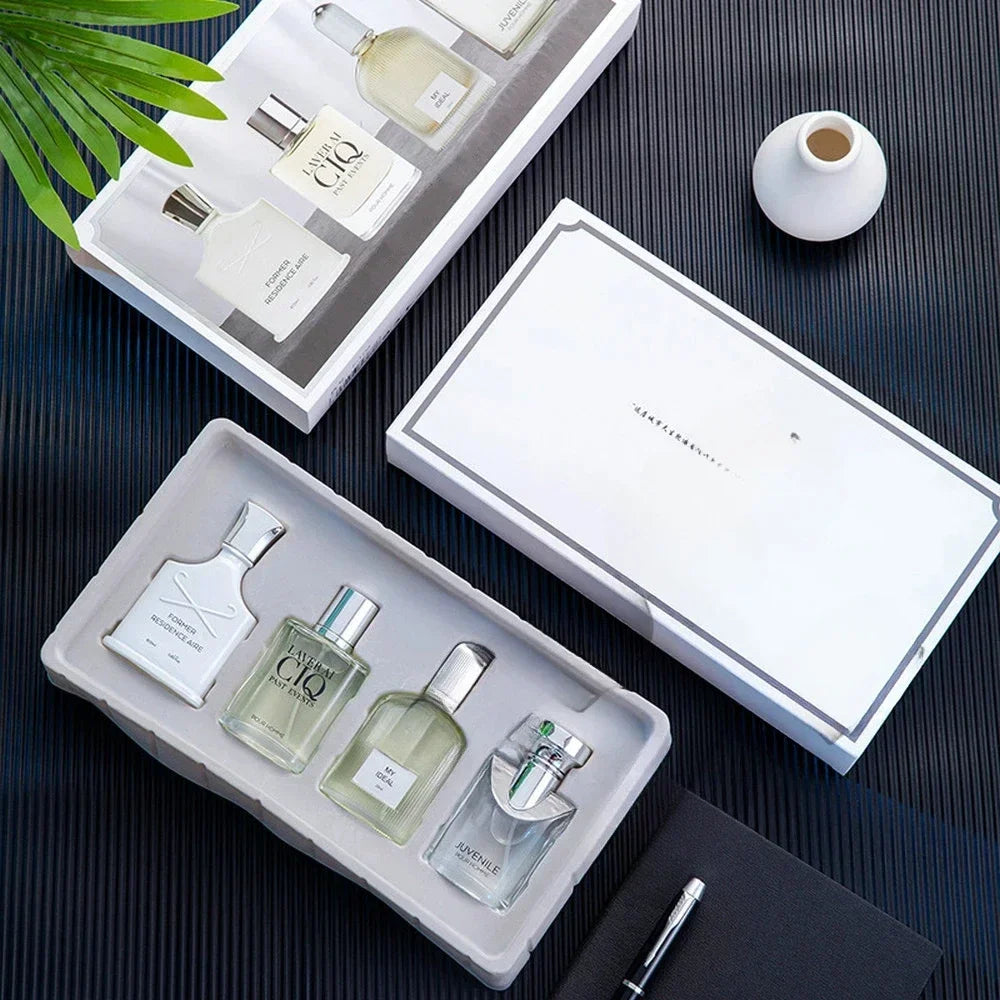 Men Perfume Gift Box 100ml Four Piece Set Lasting Fragrance Body Spray Plant Floral Scent Pheromone Cologne Romantic Perfumes