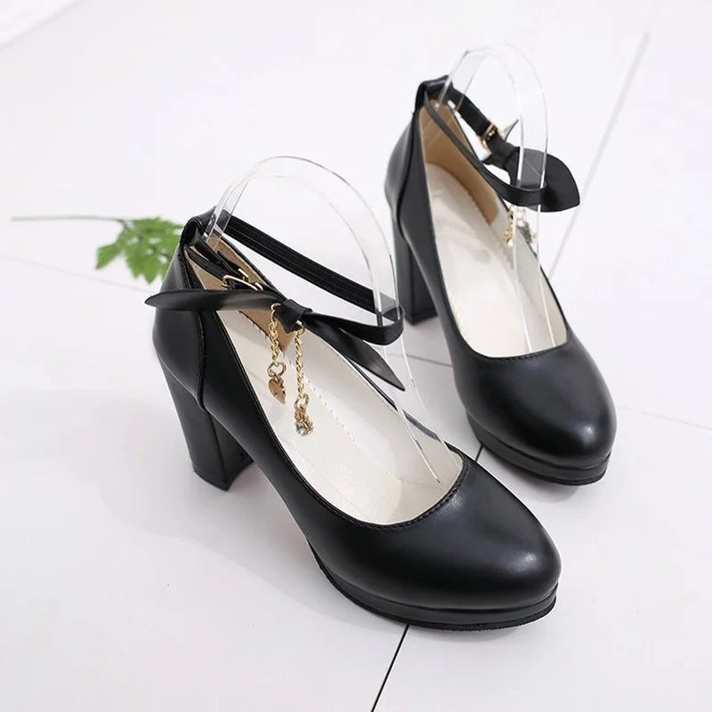 2022 New Style Hot Sell Bowknot Women Pumps Classic Patent Leather High Heels Shoes Party Wedding Shoes Ladies Lolita Pumps