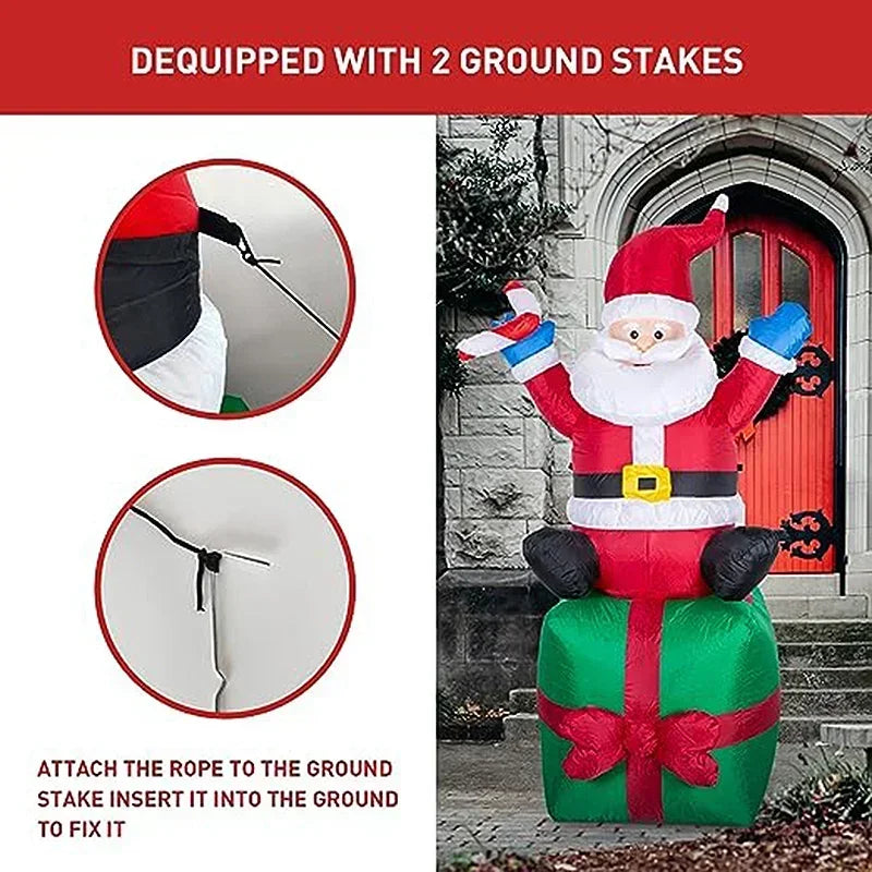 6FT Inflatable Santa Claus Christmas Decoration Indoor and Outdoor Dress Up Holiday Ambiance inflatable air model Christmas Gift