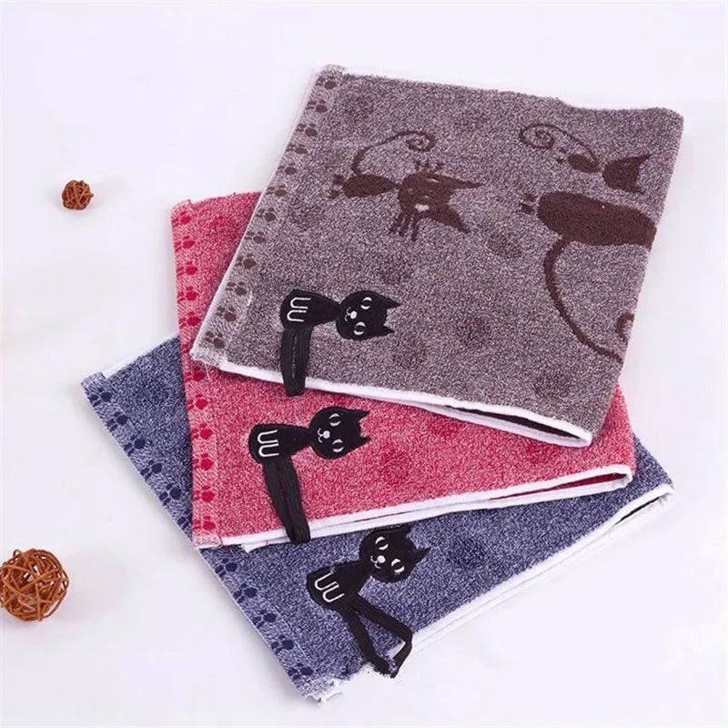 High Quality Cute Cat Soft Towels 25x50cm Child Towel Water Absorbing for Home Bathing Shower