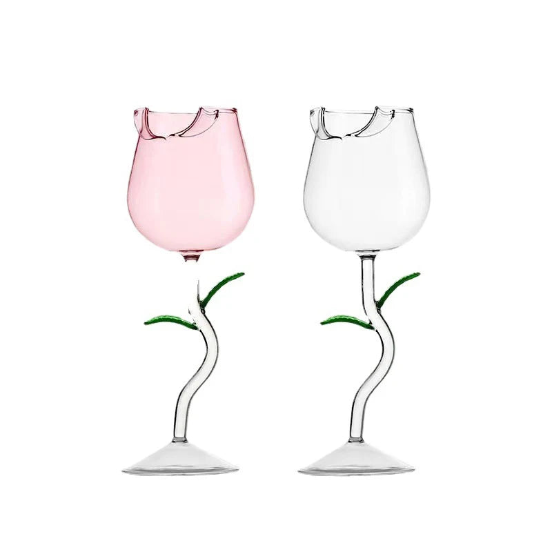 Wine Glass Exquisite Transparent Rose Shape Goblet Cocktail Cup Home Champagne Red Wine Glasses for Drinking Wedding Supplies