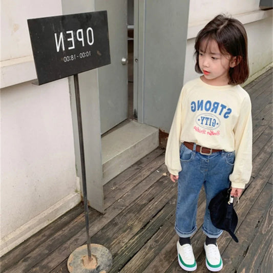 Girls Jean Pants Long Trousers Cotton 2024 Blue Spring Autumn Teenagers Baby's Kids Pants Outdoor School Teenagers Children's Cl