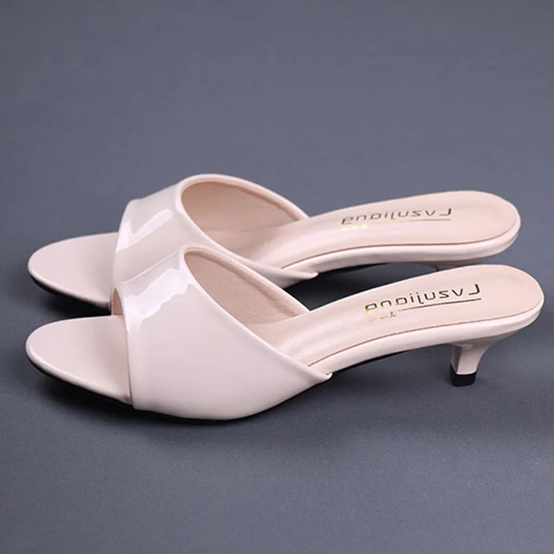 2022 Summer High Heels Size 43 Stiletto Mid-heel Slippers ladies Summer Fashion low-heeled Sandals Peep Toe Sexy Women Shoes