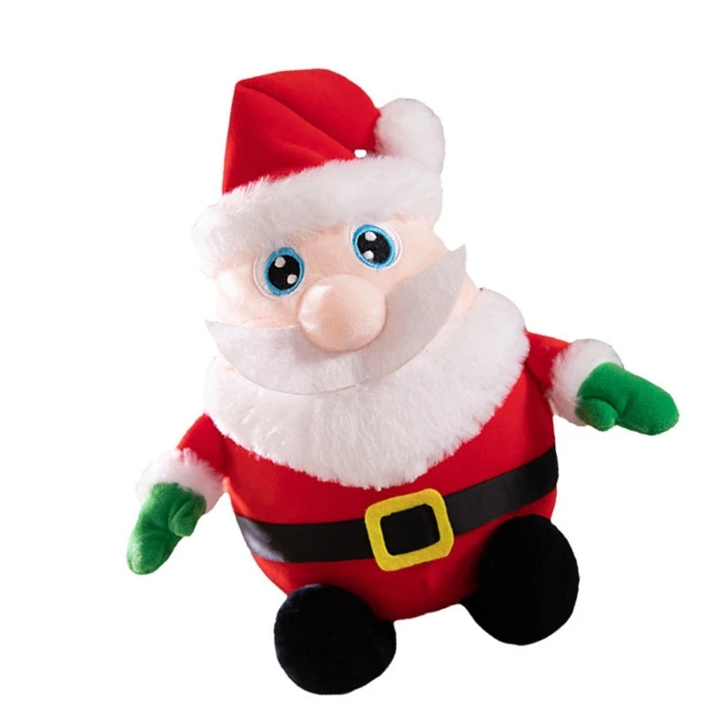 Light Up Santa Plush Toy Cartoon Christmas Snowman for Festival Holiday Sofa Decors Collectible Figure Party Props