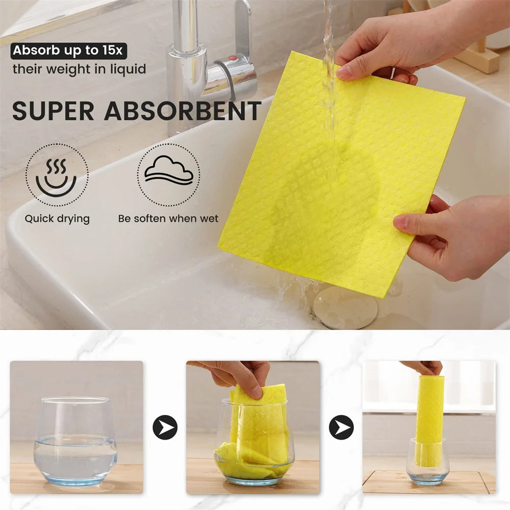 Homaxy 10Pcs Magic Cleaning Cloth Dishcloth Sponge Kitchen Towel Reusable Wash Towel Absorbent Kitchen Cloth Waffle Dish Cloth ﻿