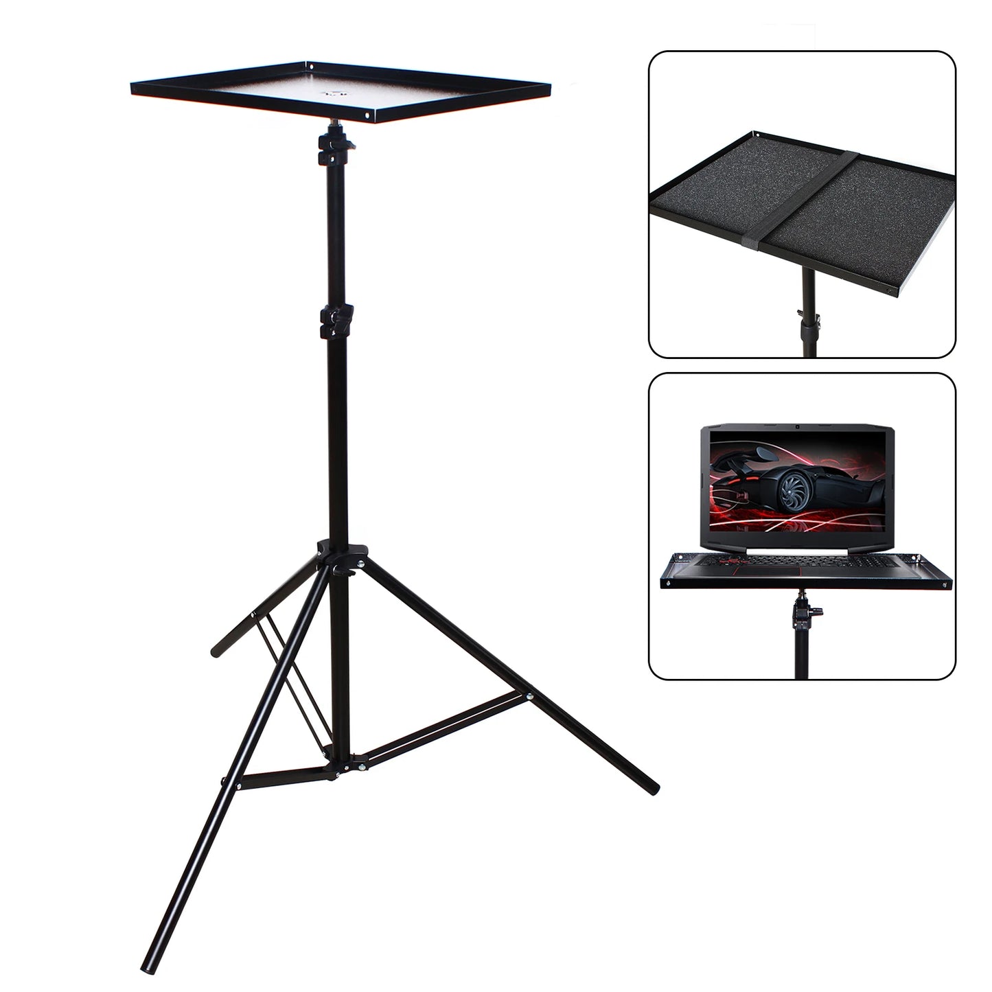 Laptop Tripod Stand, Portable Office Desk Workstations Adjustable Height 27" to 74" for Notebook Computer Projector Lamp Holder