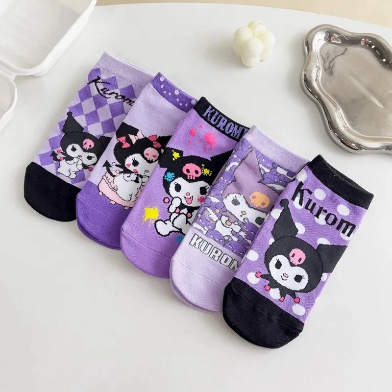 Kawaii Sanrio Socks Anime Hello Kitty Kuromi Spring Summer Sweet In The Tube Cartoon Socks Cute Girls Cotton Home Warm Sock