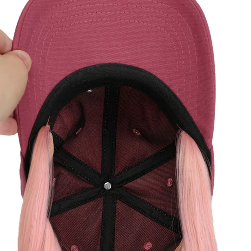 Y1UB Adjustable Baseball with Long Hair for Women Teens Girl Cosplay Costume Hair Hat Hair Baseball