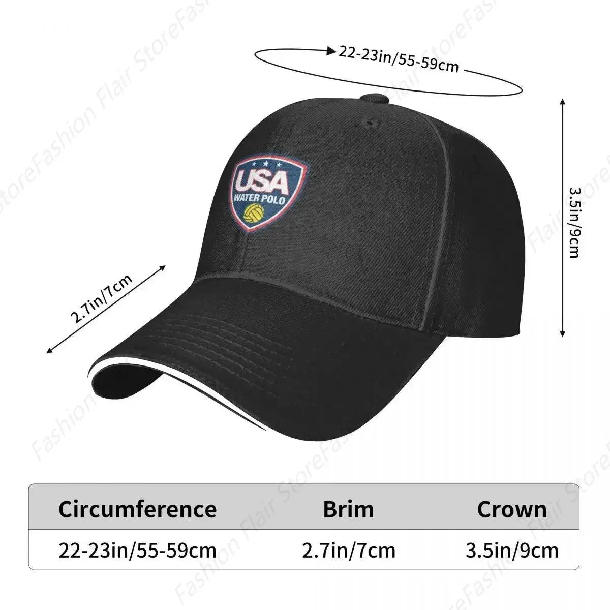 USA Water Polo Baseball Cap Sports Cap funny hat sun hat Hats For Women Men's