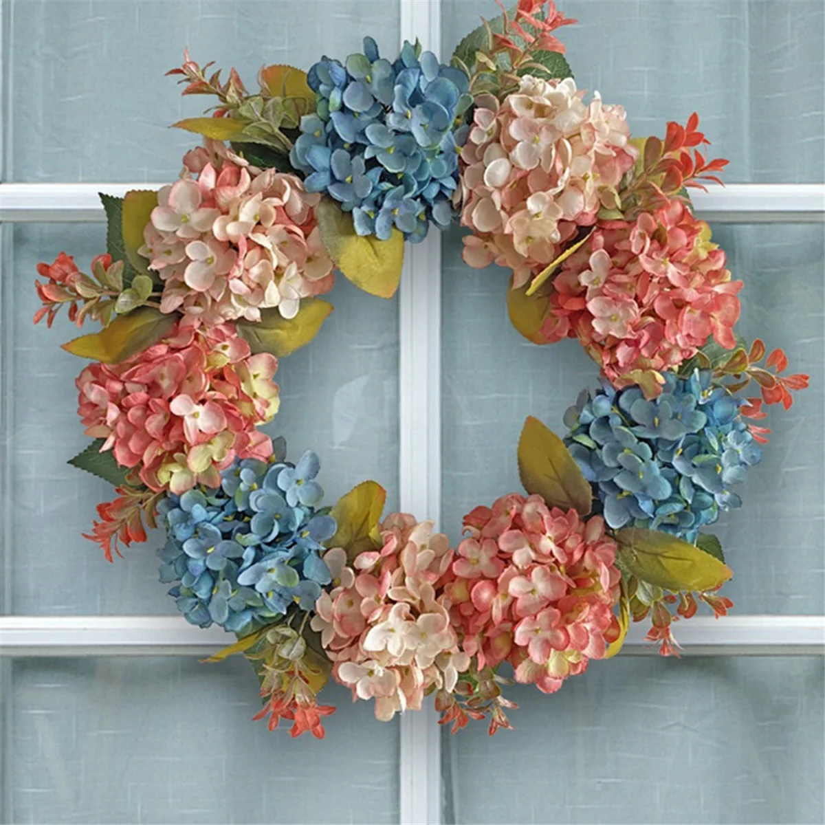 Fall Wreaths for Front Door, Hydrangea Wreath for Wall Window Party Wedding Decor Indoor , Artificial Fall Doors Wreath