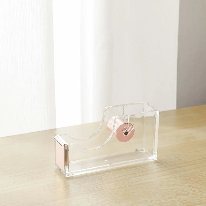 1Pcs Tape Dispenser Acrylic Accs Transparent Adhesive Portable Elegant Durable Stationery Holder for School Office Home Desktop