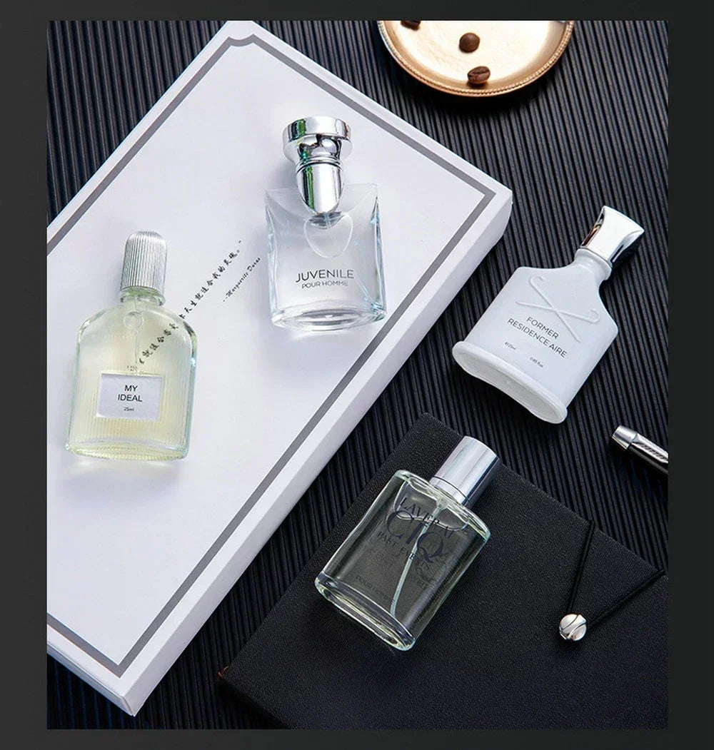 Men Perfume Gift Box 100ml Four Piece Set Lasting Fragrance Body Spray Plant Floral Scent Pheromone Cologne Romantic Perfumes