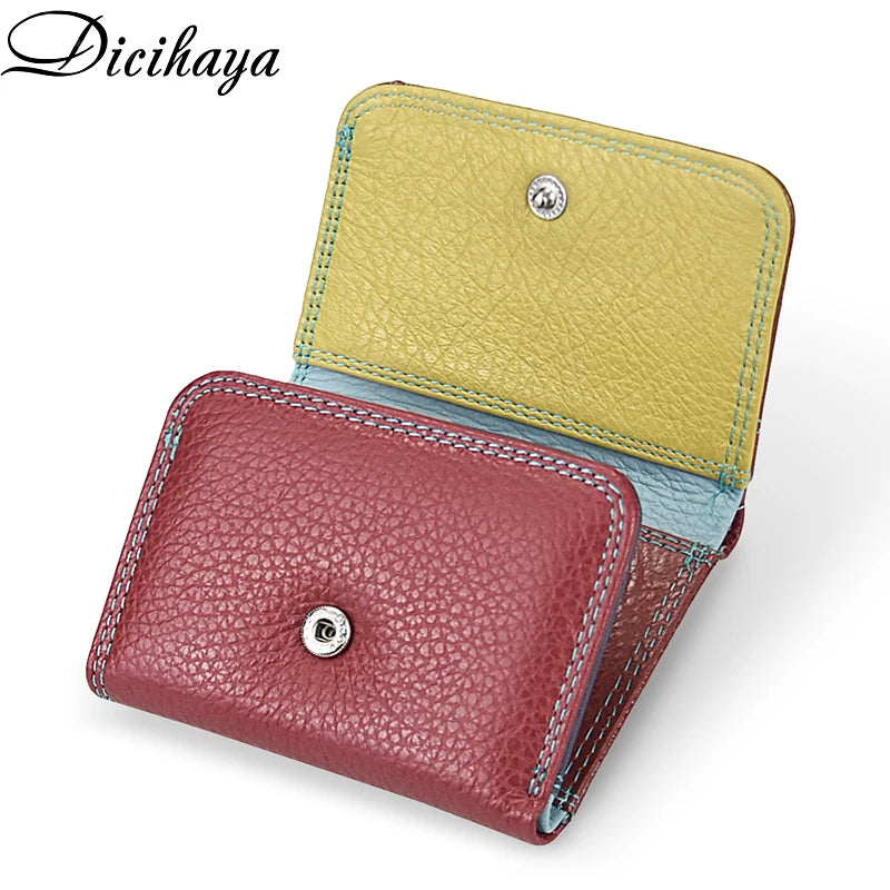 Genuine Leather Women Wallet Coin Purse Small Mini Card Holder Patchwork PORTFOLIO Portomonee Lady Walet Pocket Cute Purse