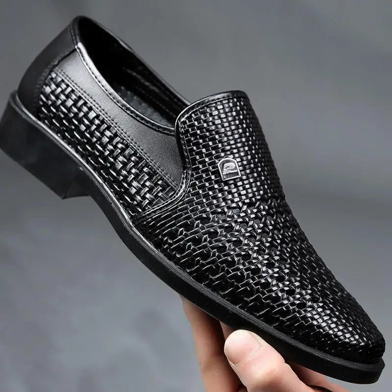 2024 Spring New Soft-Soled Men's Sandals Leather Shoes Men's Business Hollowed-Out Dress Middle-Aged And Elderly Dad Shoes Men