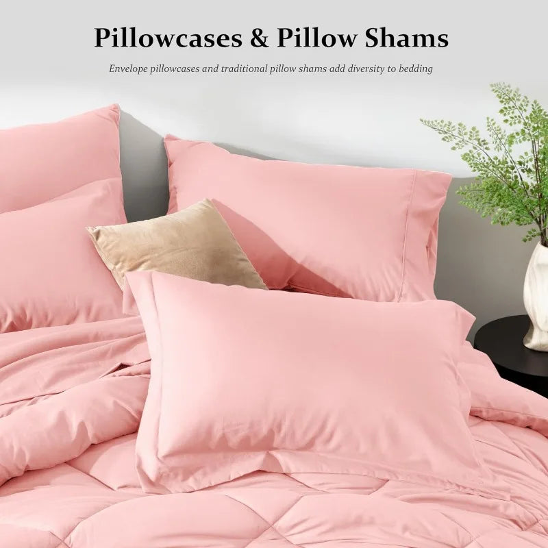 8 Pieces Comforter Set, All Season Bed Set,  Comforter and Sheets, Pillow Shams, Flat Sheet, Fitted Sheet, Pillowcases