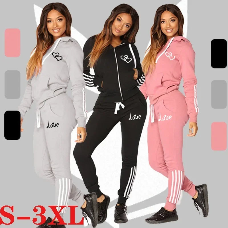 Fashion Women Tracksuits Long Sleeve Zipper Hoodies and Trousers Sport Suits Ladies Casual Hoodies Slim Jogging Suits