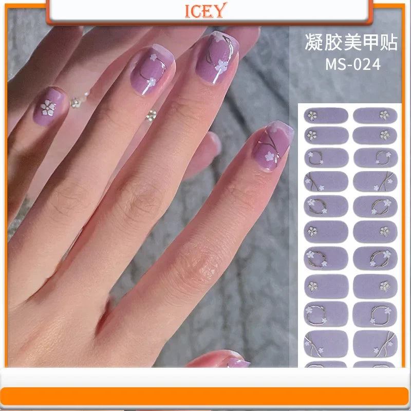 Icey Beauty 1set Gel Nail Enhancement Paste Ins Style Laser Gilding Nail Sticker