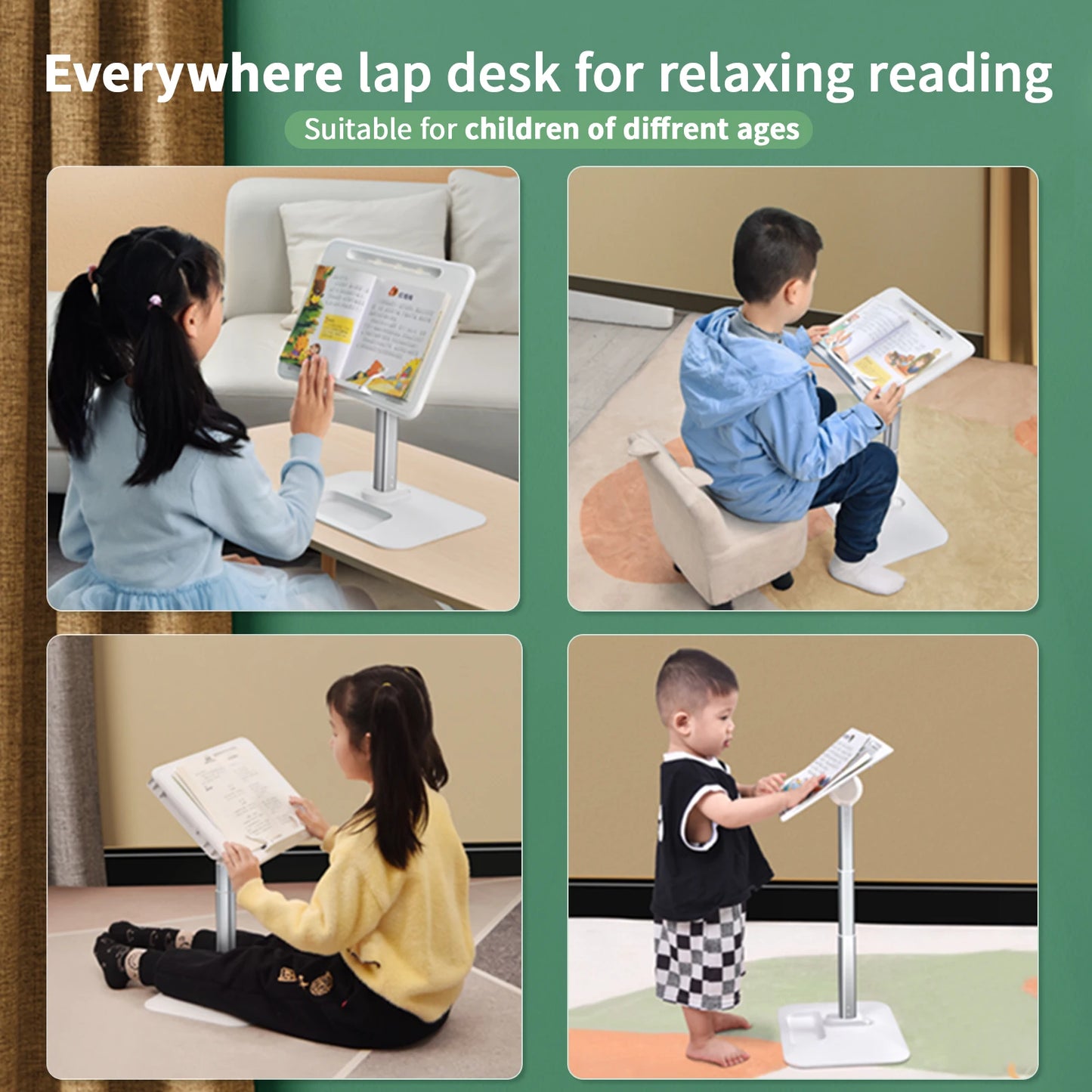 Oatsbasf Angle Height Adjustable Laptop Stand with LED Light Liftable Reading Desk with Night Light Notebook Holder Tablet Mount