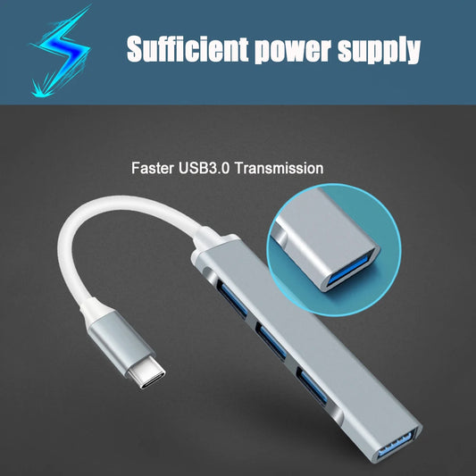 Type C 4 Port USB 3.0 Hub USB High Speed USB-C Splitter 5Gbps Multi Splitter Adapter For Macbook Computer Accessories Multiport