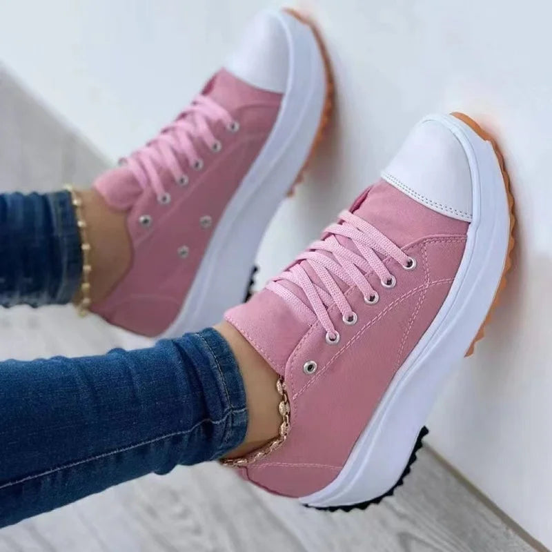 Women Sneakers  Female Canvas Shoes Tennis Ladies Shoes Chunky Platform Lace Up Shoe for Woman Plus Size Zapatillas De Mujer