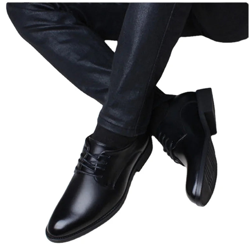 Men Wedding Leather Business Men's Dress Pointed Casual Youth British Style Inner Heightening Spring 2022 New Arrivals Shoes